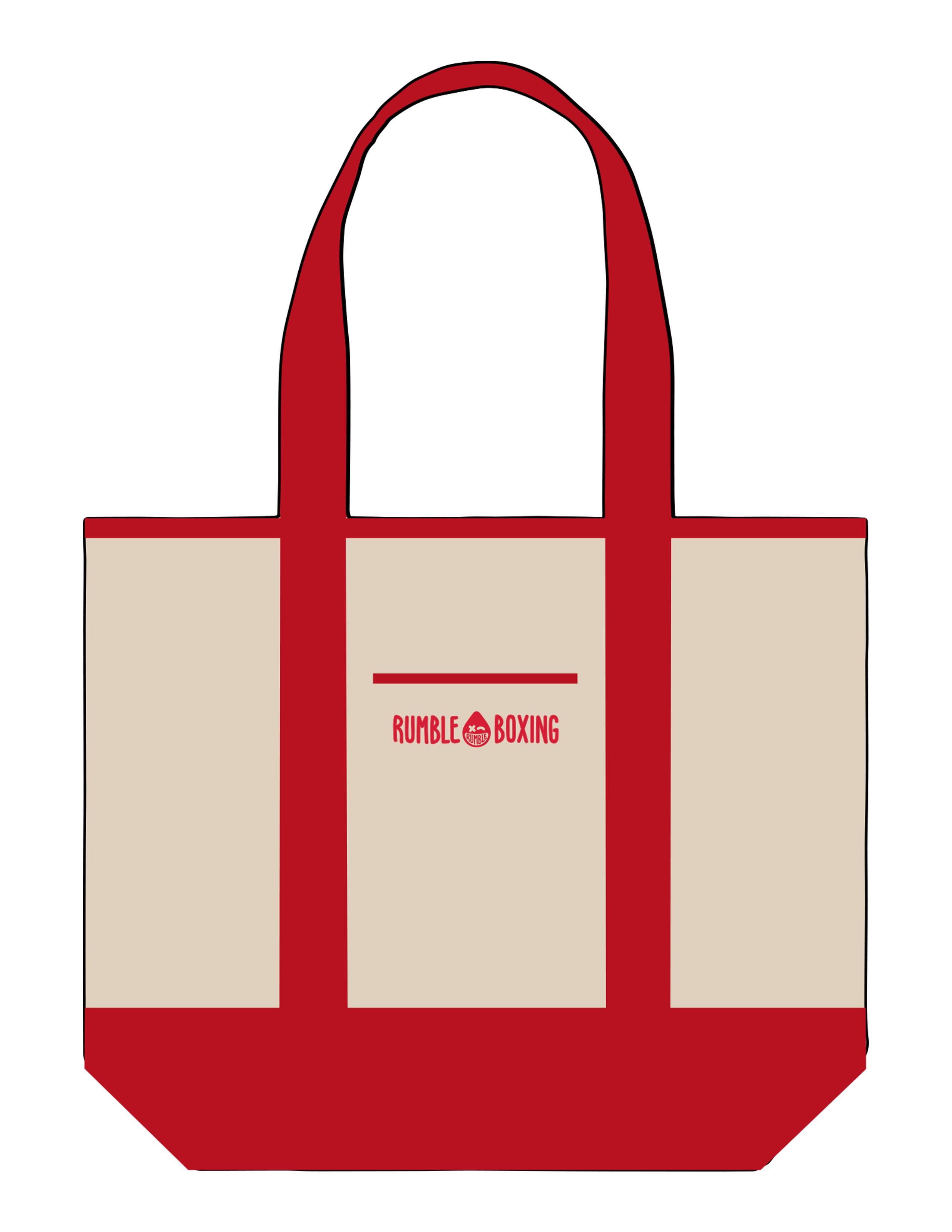 The Contrast Tote Bag - Natural / Red - Rumble - Center Body - EMB - Red