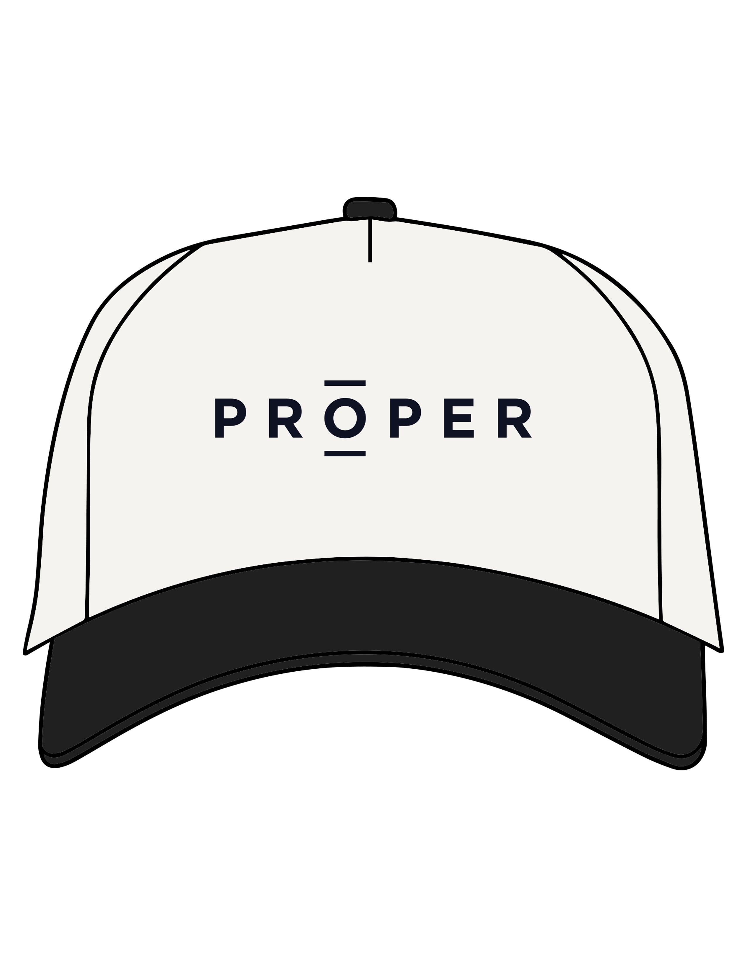 The Canvas Cap - Natural / Black - Proper Brand Co - Center Crown - Embroidered - Puff - Black