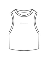 The Ribbed Crop Tank - White - Blenders - Center Chest - Embroidered - Tone on Tone