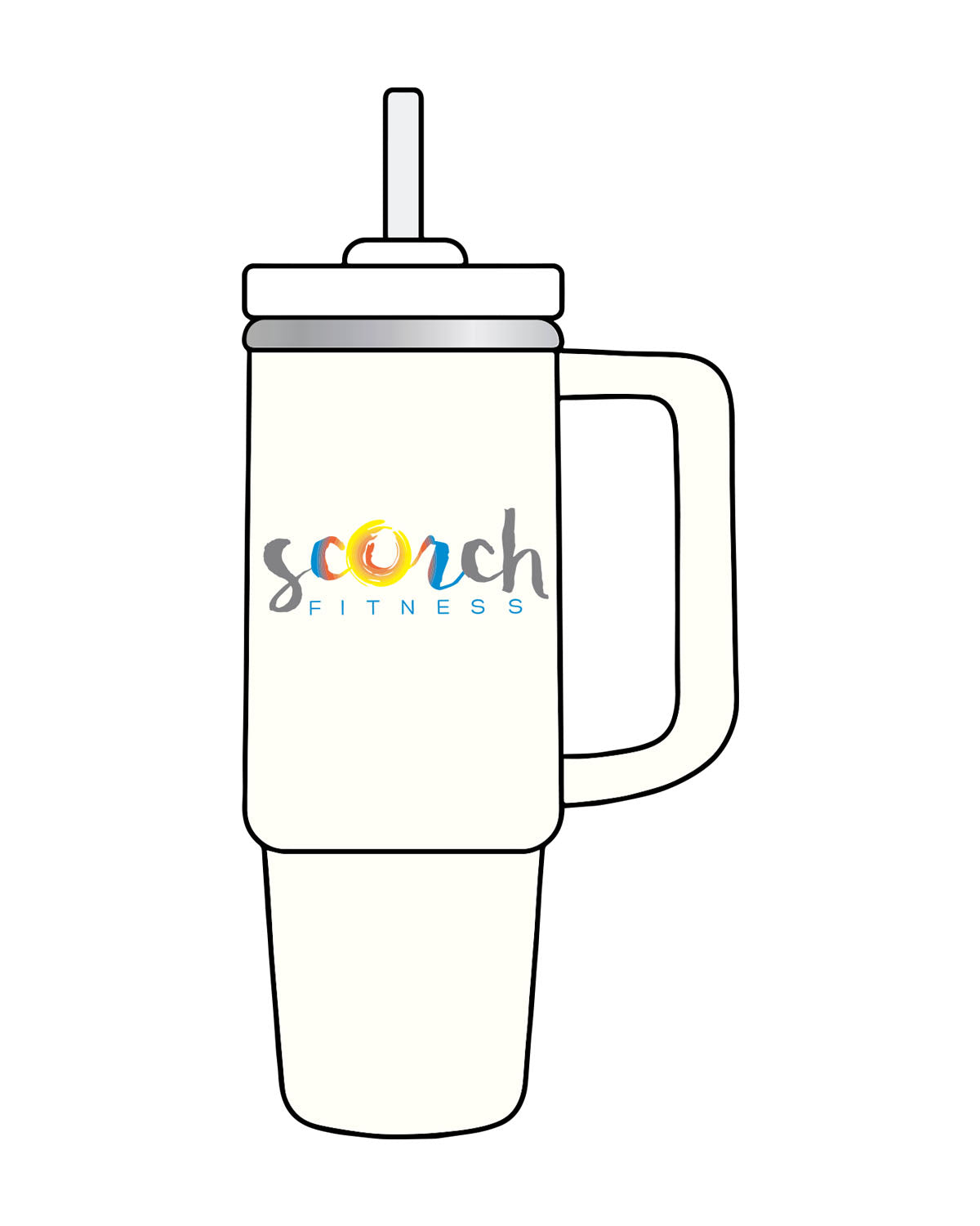 The Tumbler Cup - Off White - Scorch Fitness - Center Body Stacked - Full Color