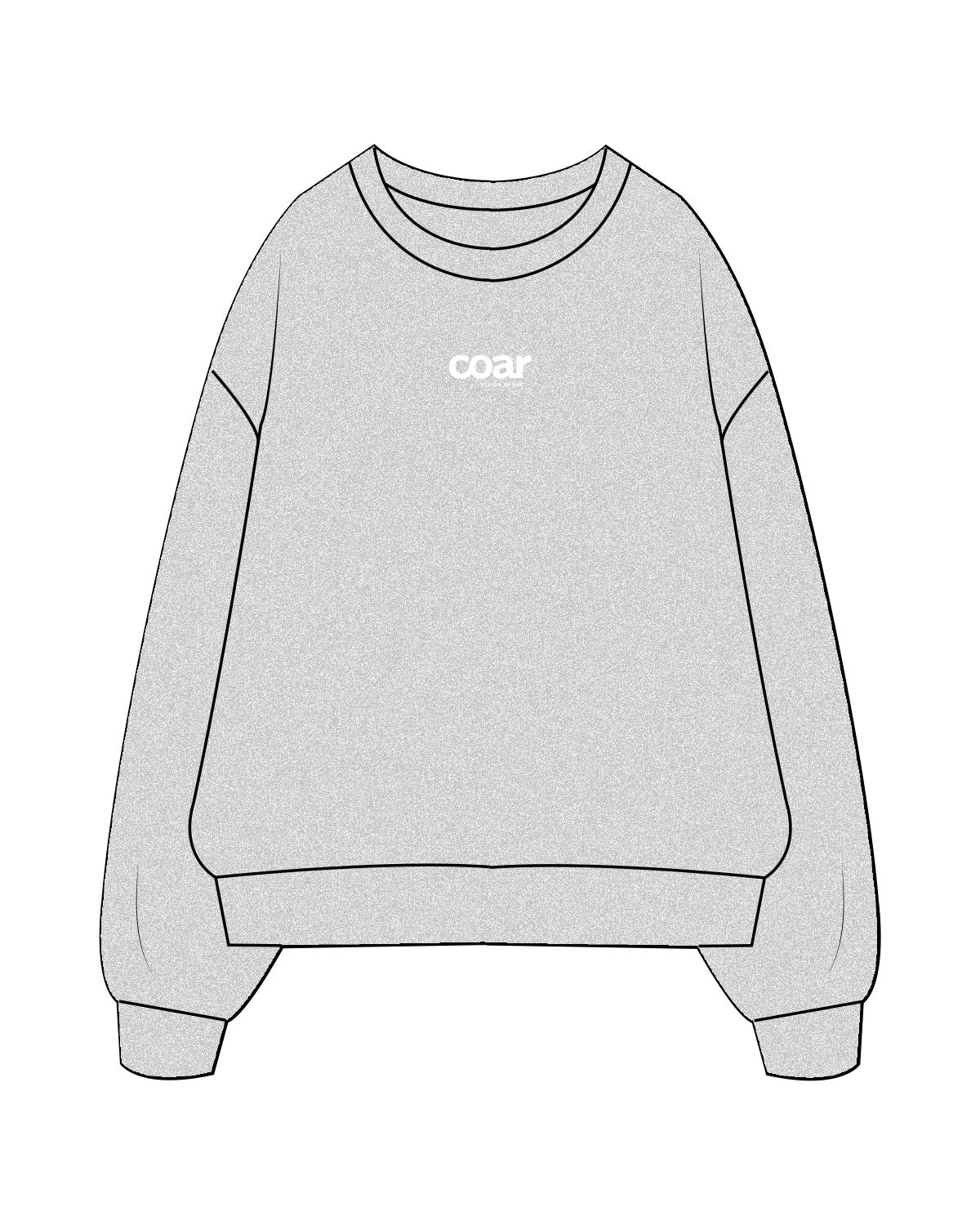 The Womens Crewneck - Heather - Coar - Center Chest Stacked & Back Center Stacked - Printed - White