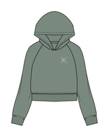 The Womens Lightweight Cropped Hoodie - Sage - Natalie Crosby Consulting - Left Chest & Back Stacked - Printed - White