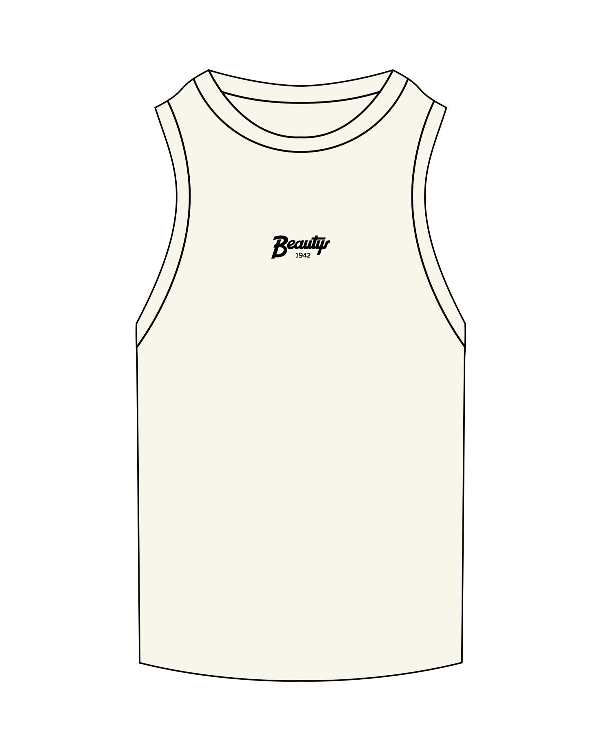 The Ribbed Full Length Tank - Off White - Beautys - Center Chest Stacked - Embroidered - Black