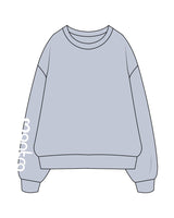 The Womens Crewneck - Powder - Mantra - Right Sleeve & Back Neckline - Printed - White