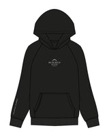 The Womens Hoodie - Black - Renewed Pilates - Center Chest - Right Sleeve - Embroidered - Off White