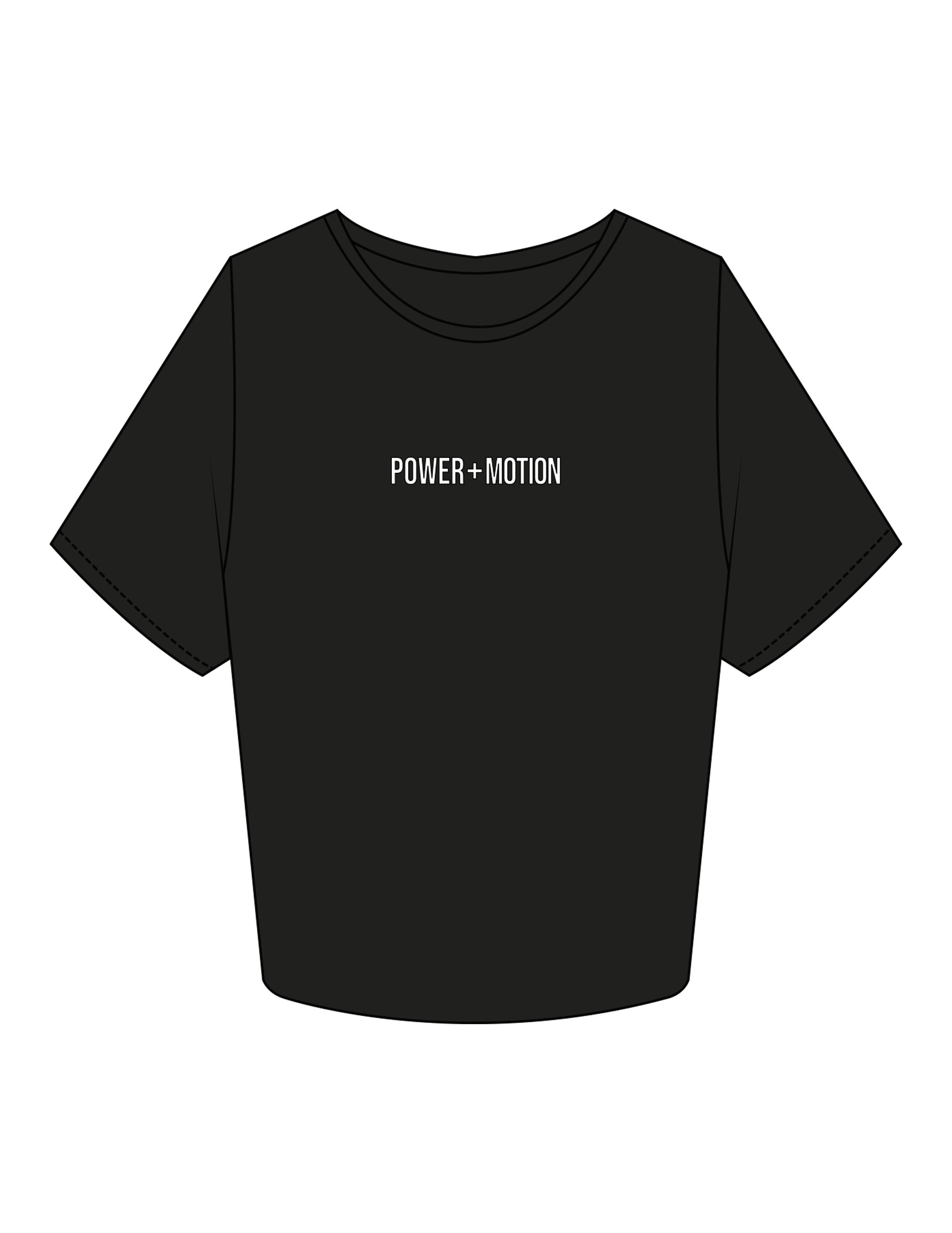 The Crop Tee - Black - Power+Motion - Center Chest - Printed - Full Color