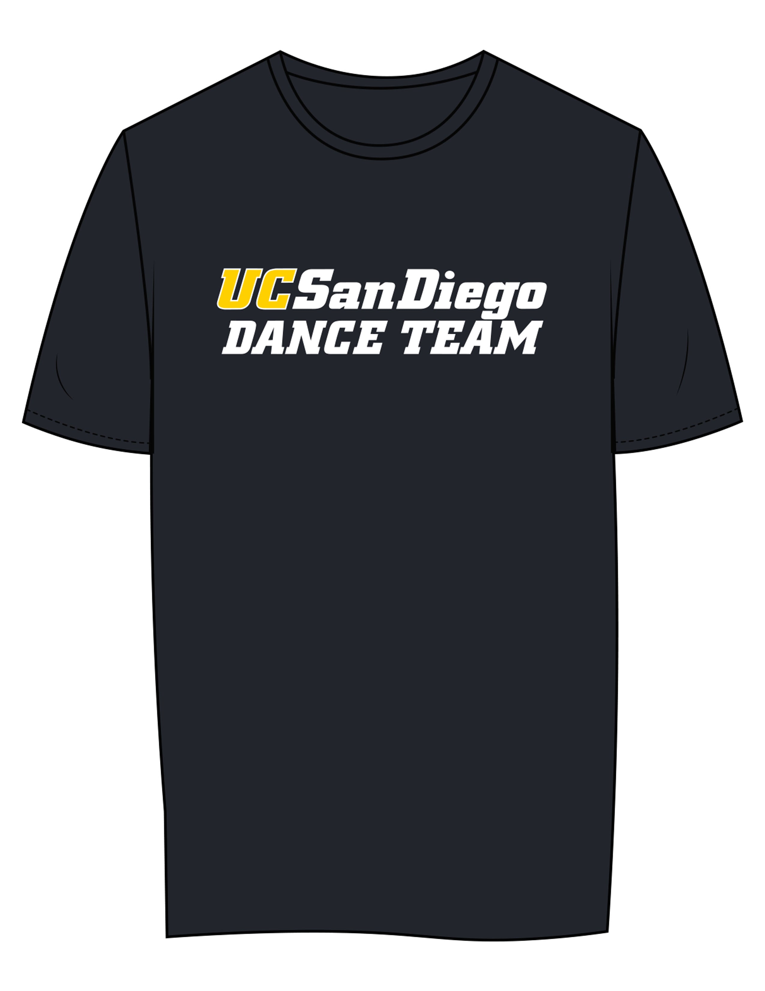 The Mens Tee - Navy - UCSD Dance - Center Chest Stacked - Printed - Full Color