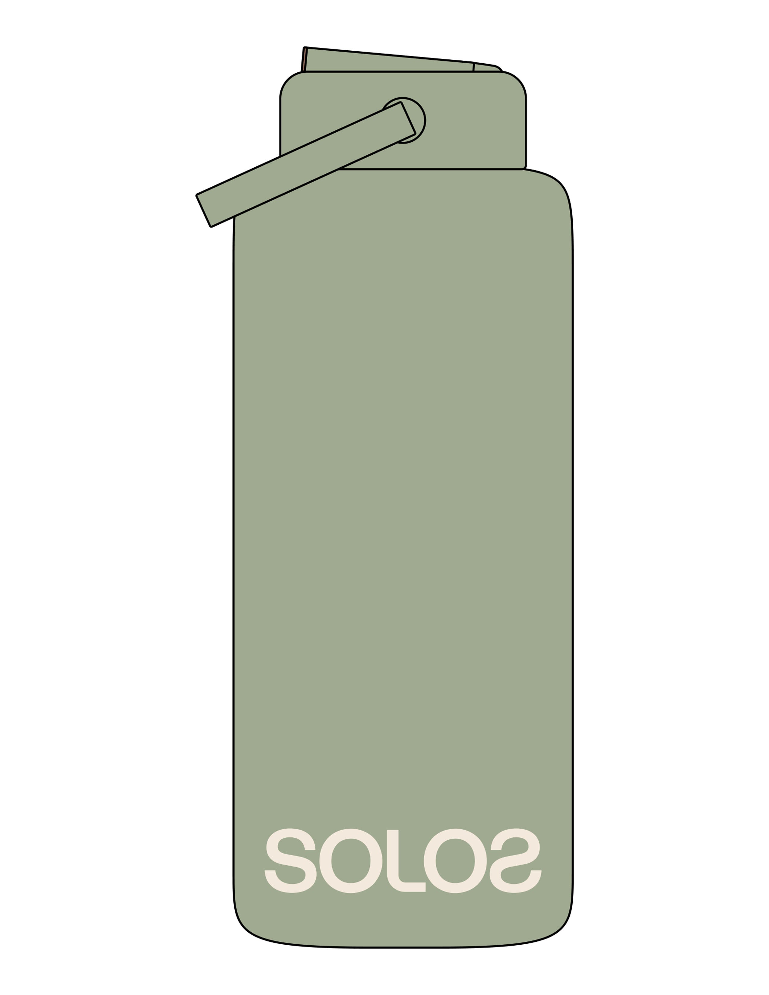 The Wide Mouth Water Bottle - Pistachio - Solos Pilates - Bottom Body - Printed - Cream