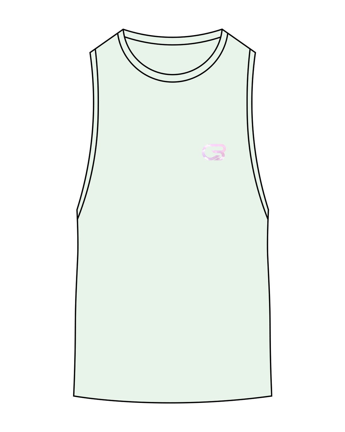 The Scoop Muscle Tank - Mint - Cyclebar - Left Chest Icon & Back Stacked - Printed - Full Color