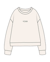 The Womens Heavyweight Crewneck - Off White - B Long Pilates - Center Chest & Back Center Neckline - Embroidered Forest Green