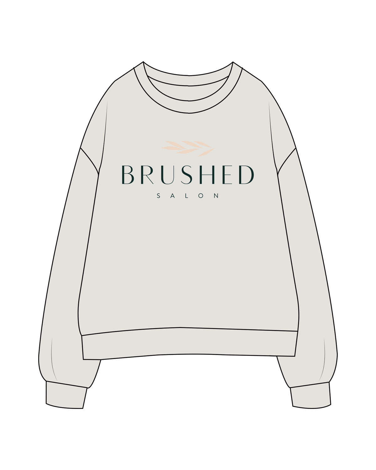 The Womens Crewneck - Washed Bone - Brushed Salon - Center Chest Stacked - Printed - Full Color