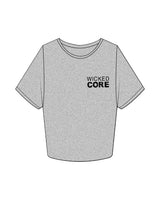 The Crop Tee - Heather - Wicked Core - Left Chest & Back Center - Black