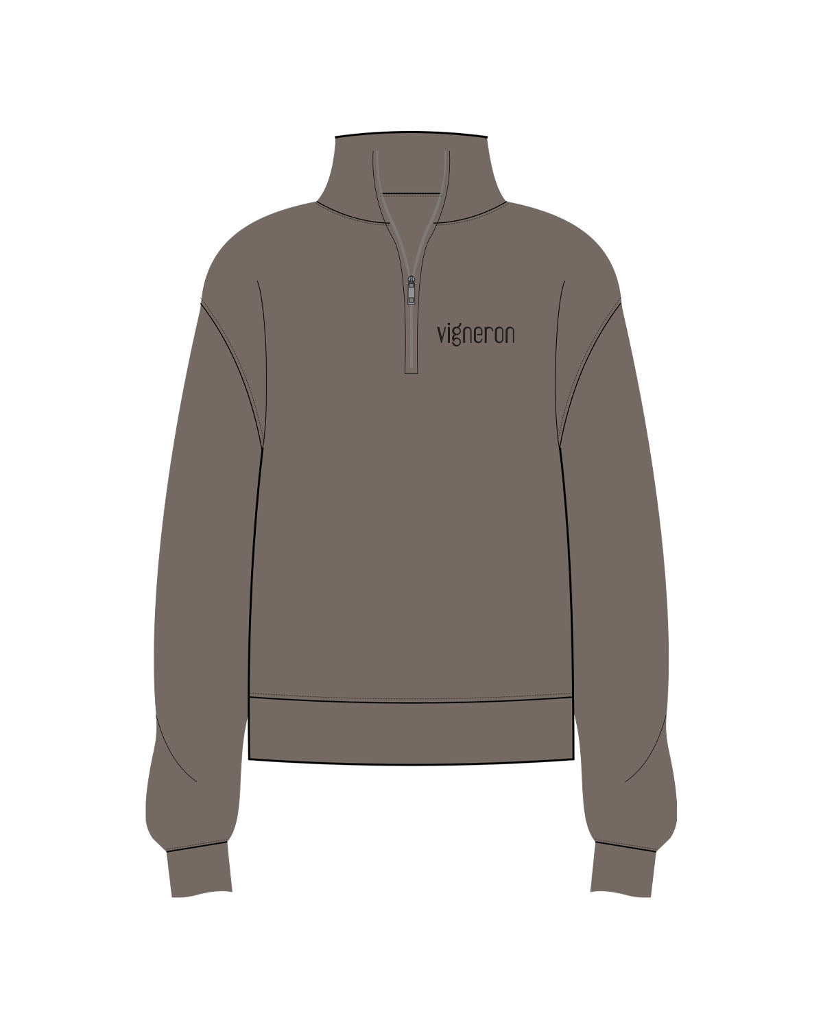 The Mens 1/4 Zip - Washed Gray - Vigneron CDMX - Left Chest - Embroidered - Black