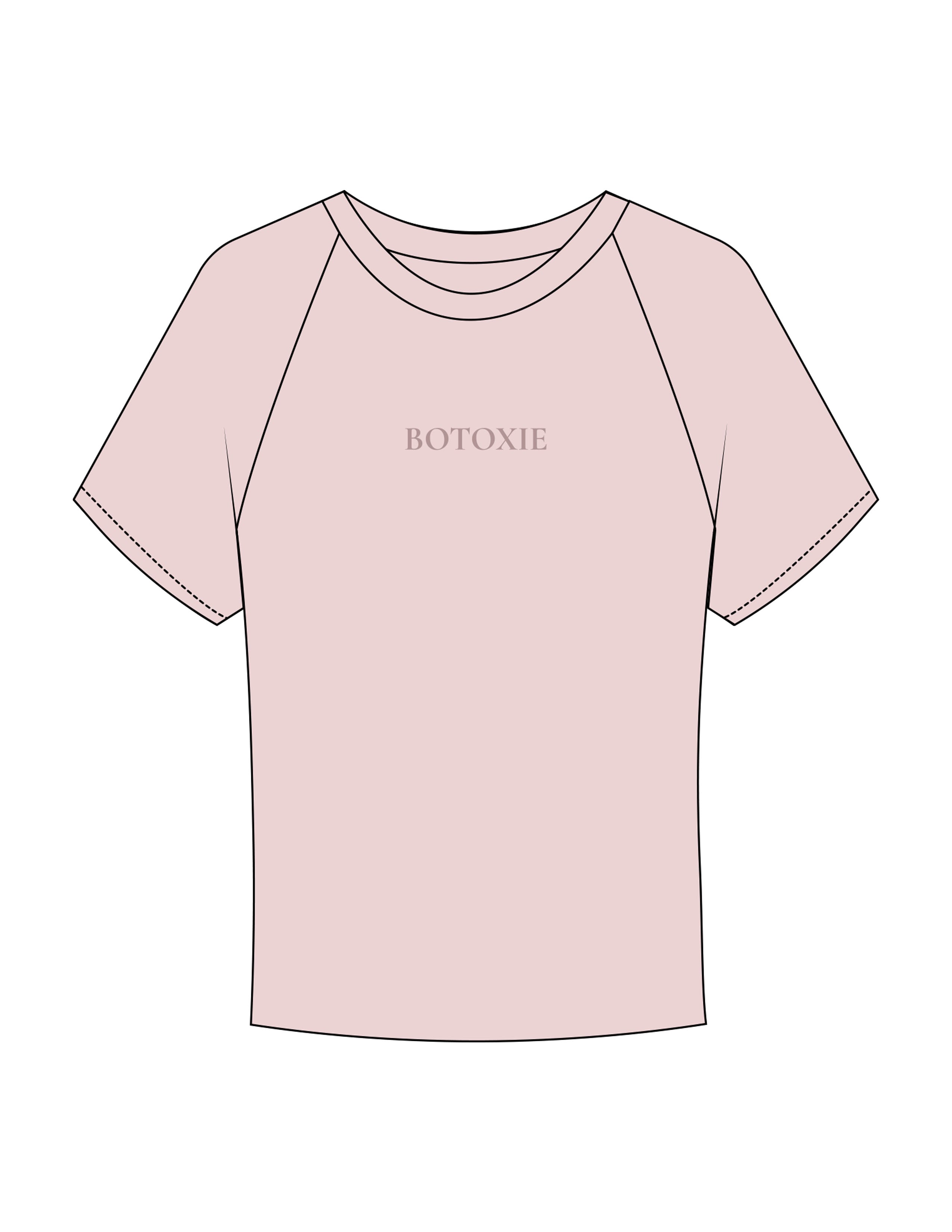 The Micro Rib Baby Tee - Pink - Botoxie - Center Chest - Printed - Tone on Tone