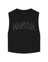 The Crop Muscle Tank - Black  - Mantra - Center Chest Arc - Printed - Full Color
