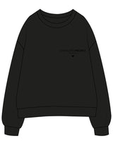The Womens Crewneck - Black - Pilates Project- Left Chest Stacked - Tone on Tone
