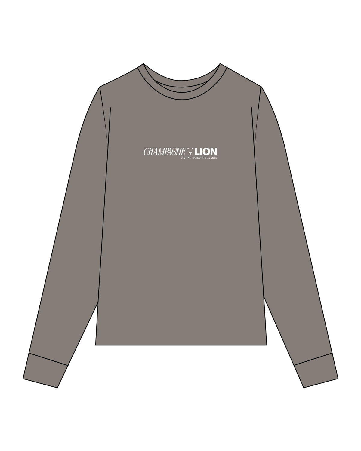 The Womens Heavyweight Long Sleeve - Washed Gray - Center Chest Stacked - Printed - White