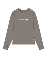 The Womens Heavyweight Long Sleeve - Washed Gray - Center Chest Stacked - Printed - White