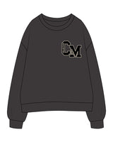 The Womens Crewneck - Washed Black - Collective Movement - Left Chest "CM" - Printed - Full color
