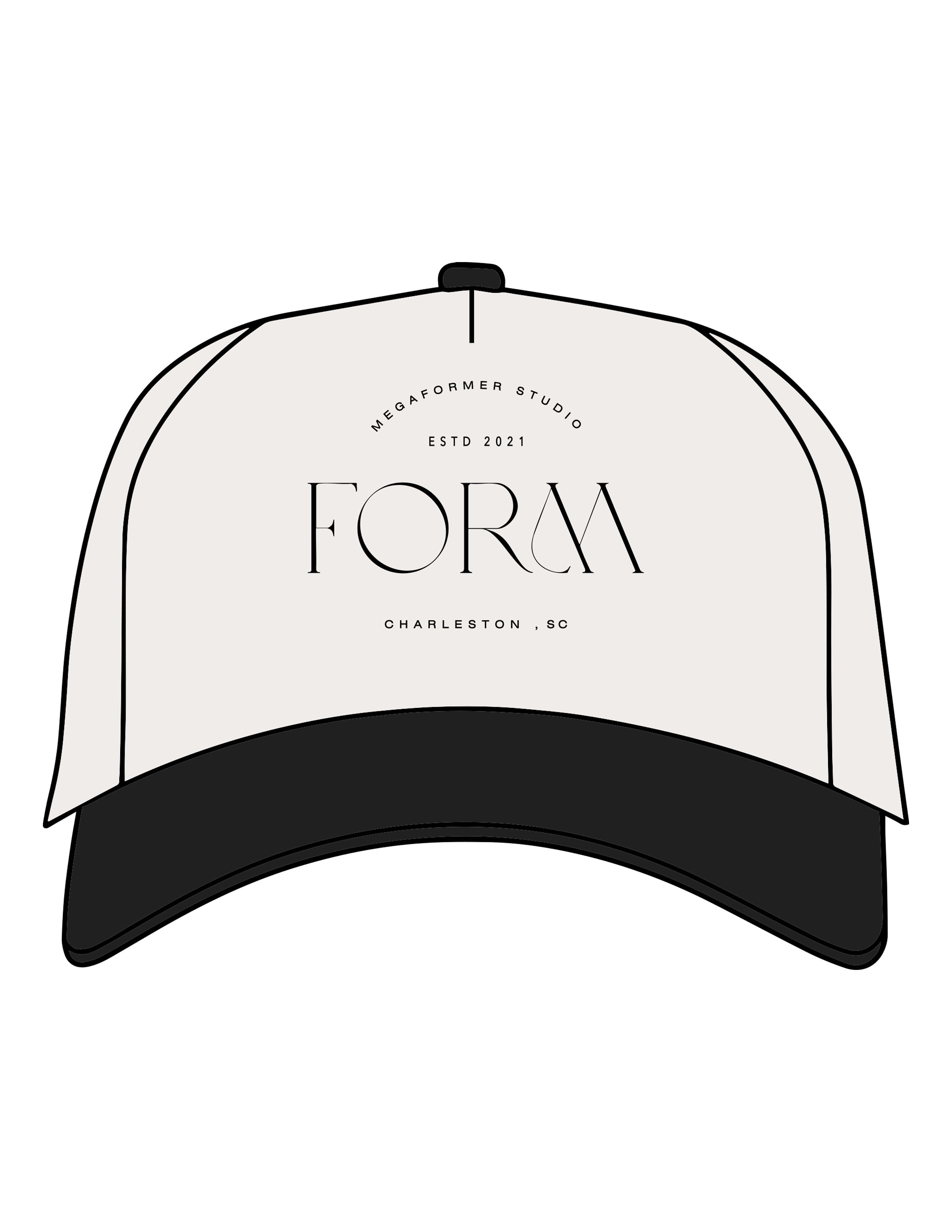 The Canvas Cap - Natural / Black - Form Charleston - Center Crown - Printed - Black