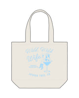 The Zipper Tote Bag - Natural - BACH-SHE - Center - Wife - Printed - Blue