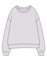 The Womens Crewneck - Orchid - B Long Pilates - Left Wrist Embroidered - Back Image Printed - Blue