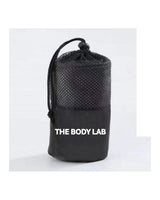 The Gym Towel - Black - Body Lab - Front Bottom - Full Color - The Gym Towel Bag - Black - Center Body - White