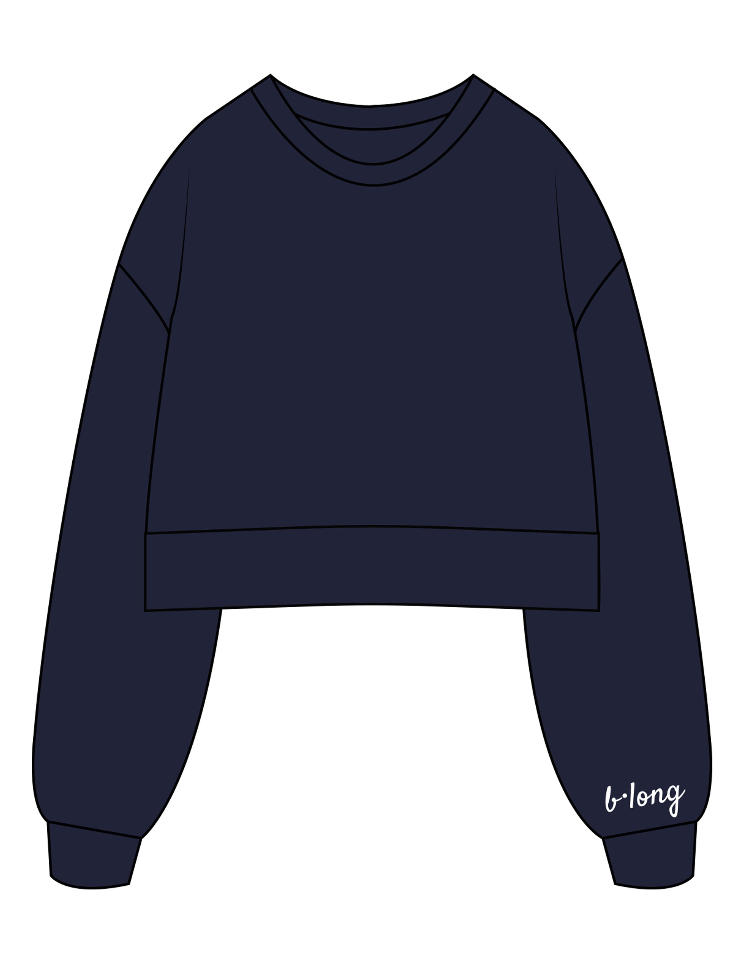 The Womens Heavyweight Crop - Navy - B Long Pilates - Left Wrist Embroidered & Back Image Printed - White