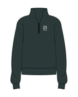 The Mens 1/4 Zip - Pine Green - The Oak Method - Left Chest - Back Neckline - Cream