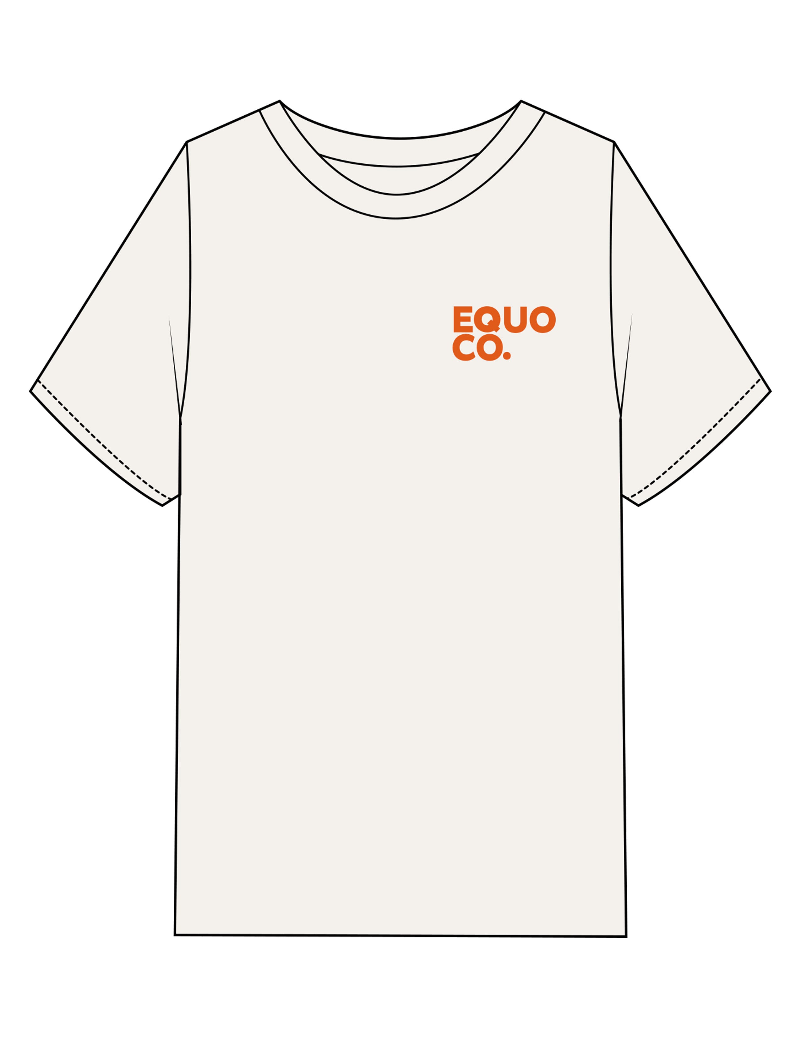 The Womens Heavyweight Tee - Off White - Equo - Left Chest Stacked & Back Stacked Image - Printed - Full Color