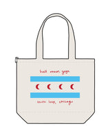 The Zipper Tote Bag - Natural - Half Moon Yoga - Center Body Middle Half Moons - Printed - Full Color