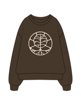 The Recycled Unisex Crewneck - Brown - EVERCORE - Center Chest Round & Back Stacked  - Printed - Off White