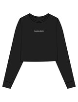 The Crop Long Sleeve - Black - THE PILATES DISTRICT - Center Chest - Printed - White