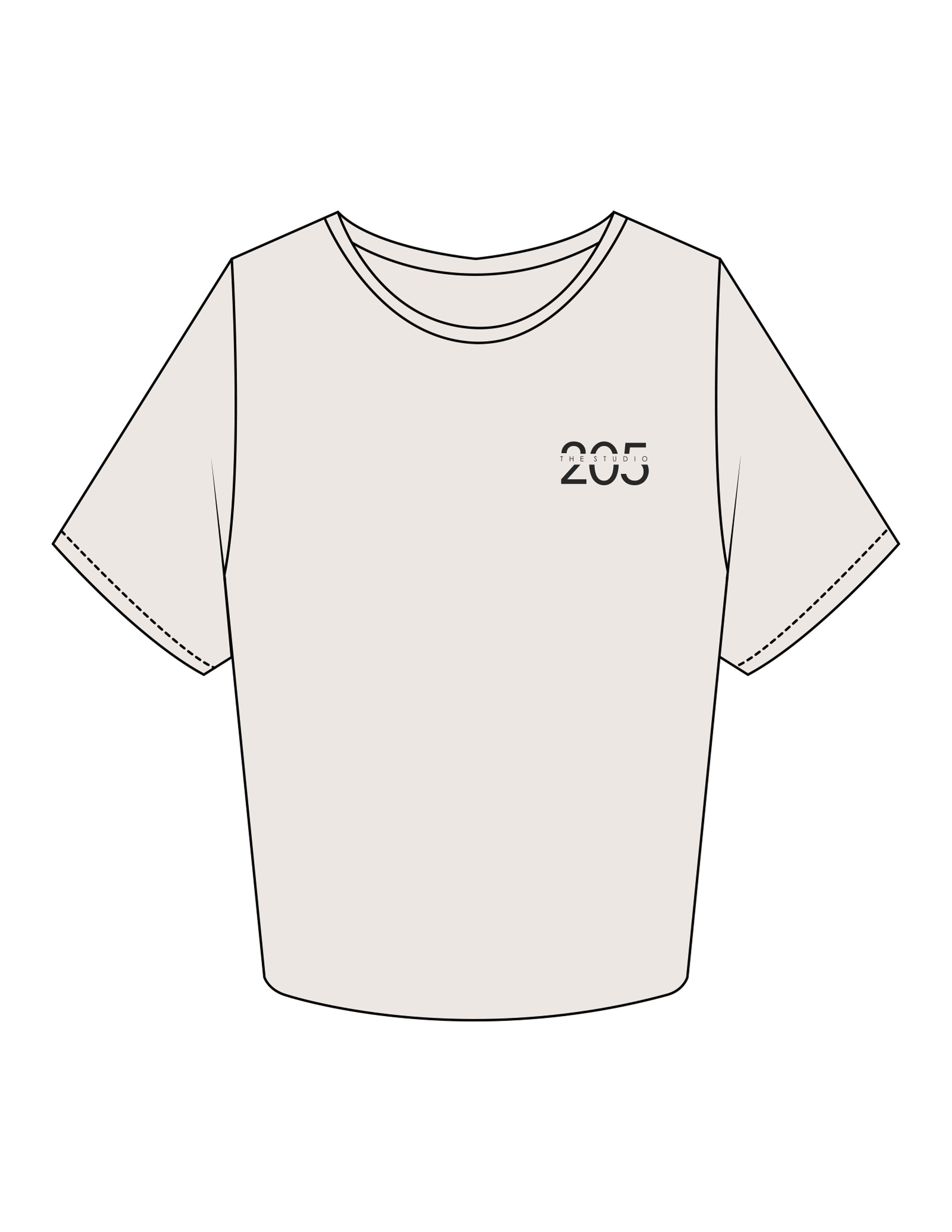 The Crop Tee - Bone - Studio 205 - Left Chest "205" & Back Stacked - Printed - Charcoal