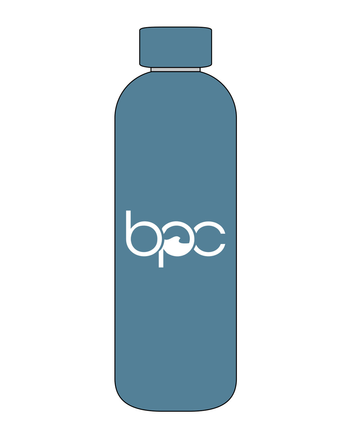 The Water Bottle - Teal - Baxter Pacific - Center Body - Printed - White