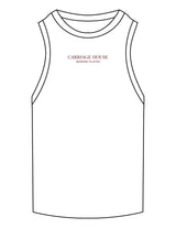 The Ribbed Full Length Tank - White - Carriage House - Center Chest Stacked - Embroidered - Maroon