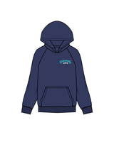 The Mens Hoodie - Cobalt - Swamis Core - Left Chest Stacked & Back Image - Printed - Full Color