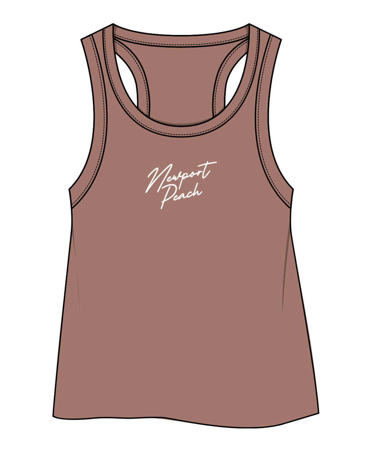 The Crop Tank - Clay - Newport Peach - Center Chest Stacked - White