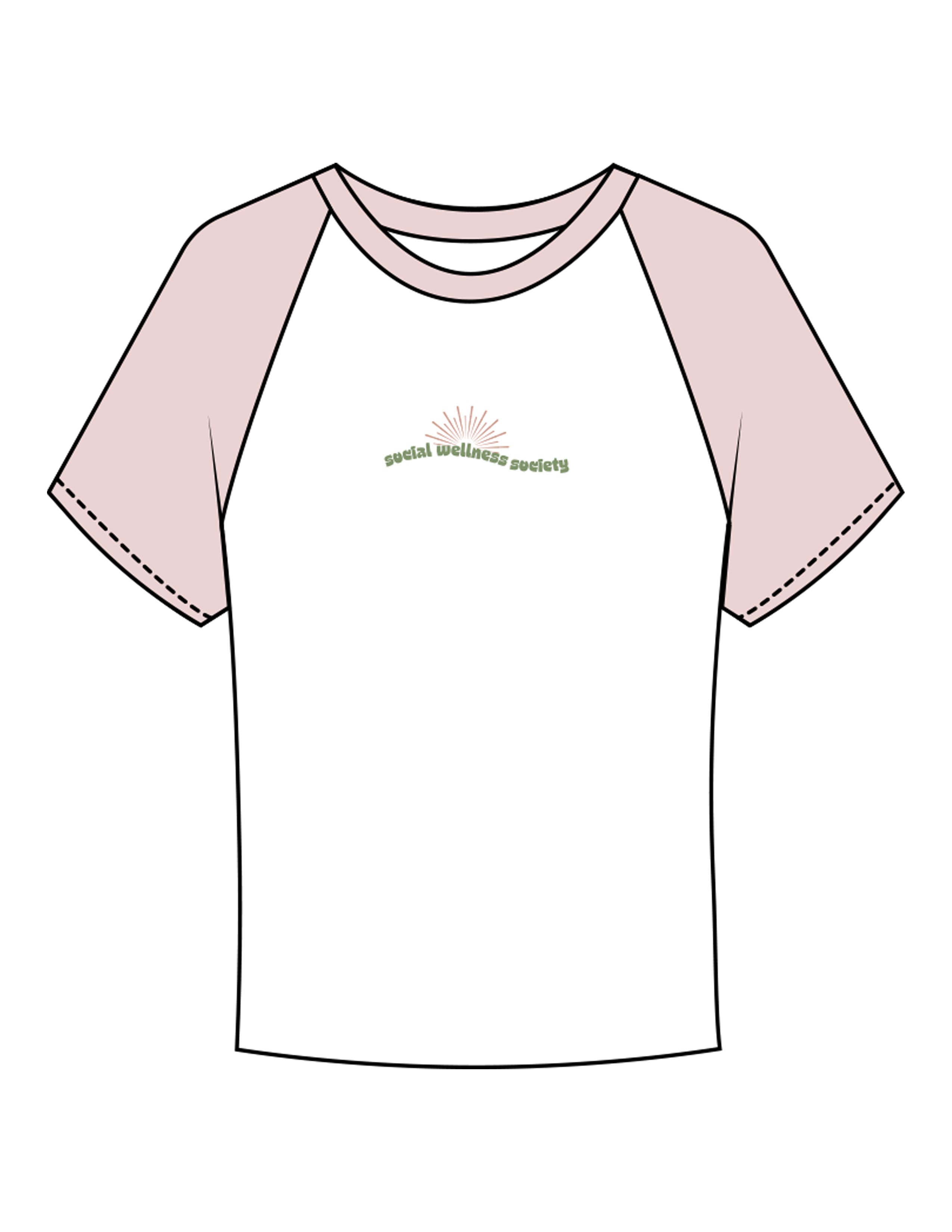 The Micro Rib Baby Tee - White / Pink - SWS - Center Chest Wavy Text - Printed - Full Color