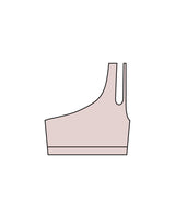 The One Shoulder Bra - Pink - Vibe Hot Yoga & Pilates - Back Logo - Printed - White