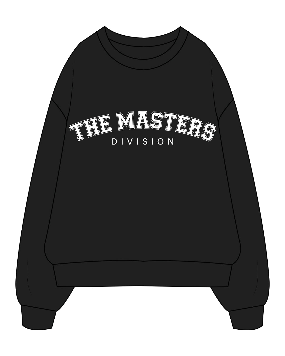 The Mens Crewneck - Black - Masters Division - Center Chest Stacked & Back Center Neckline - White