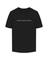 The Mens Tee - Black - Mindful Movement - Chest Center & Back Neckline - White