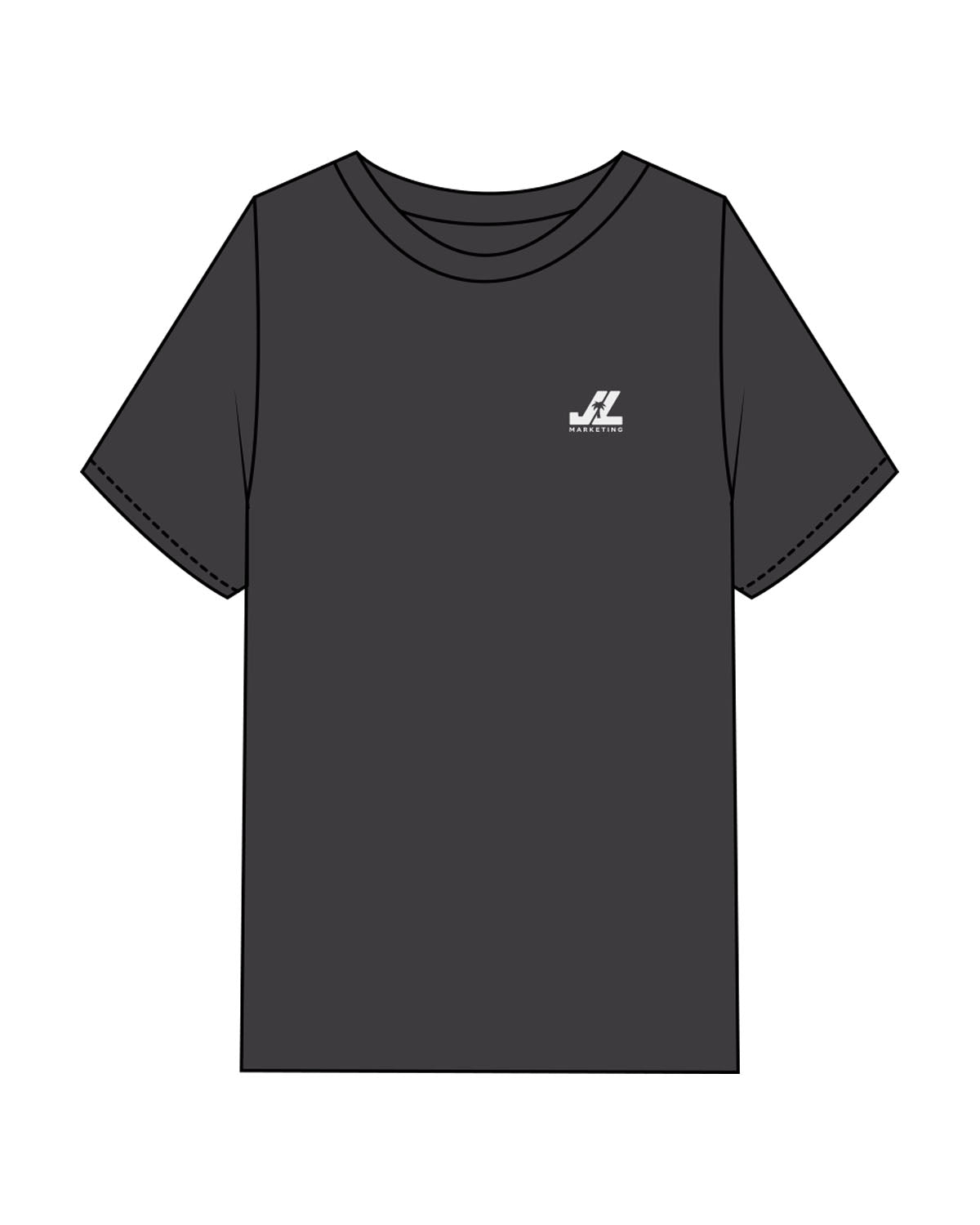 The Mens Heavyweight Tee - Washed Charcoal - JL Marketing - Left Chest "Palm Tree" & Back Image - Printed - Off White