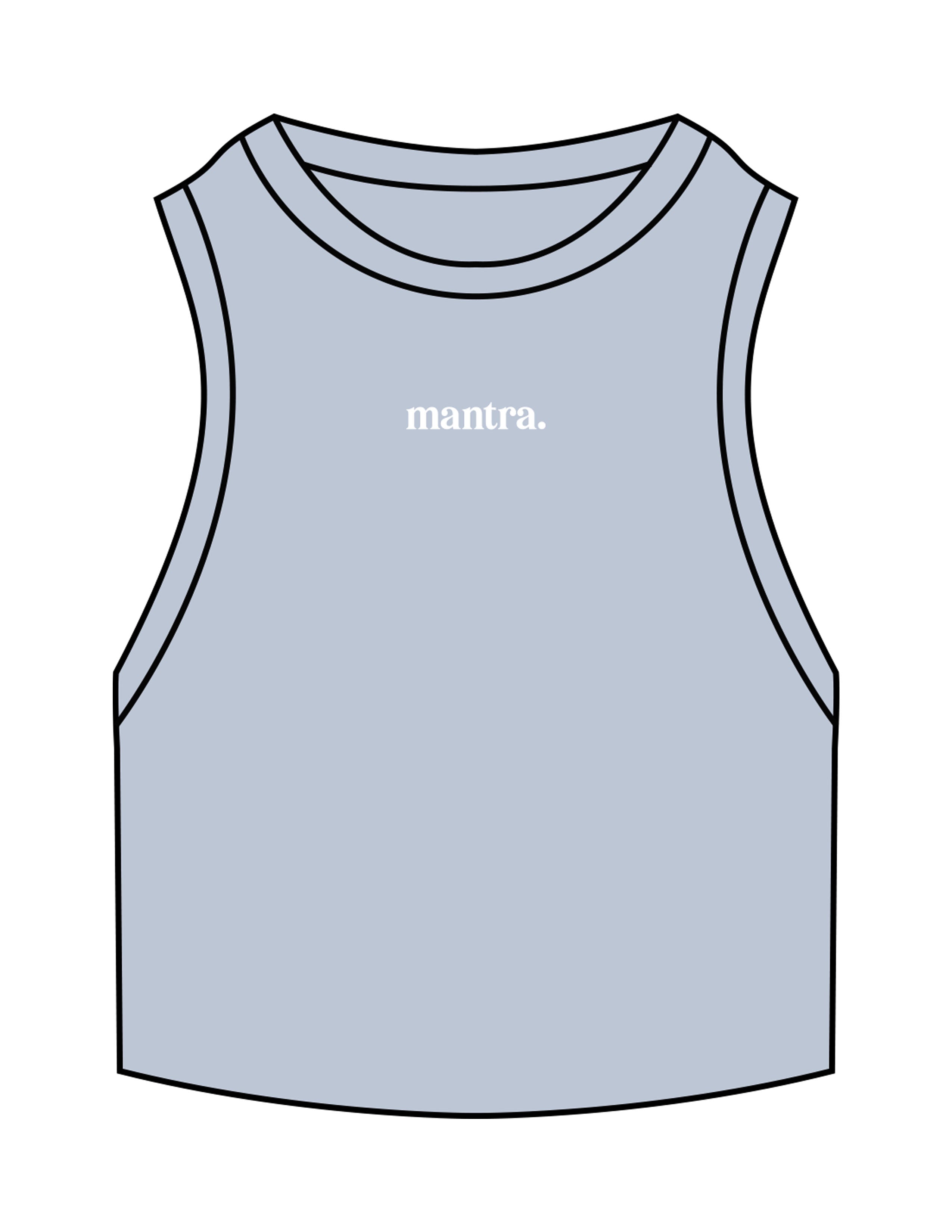 The Ribbed Crop Tank - Powder - Mantra- Center Chest - Embroidered - White