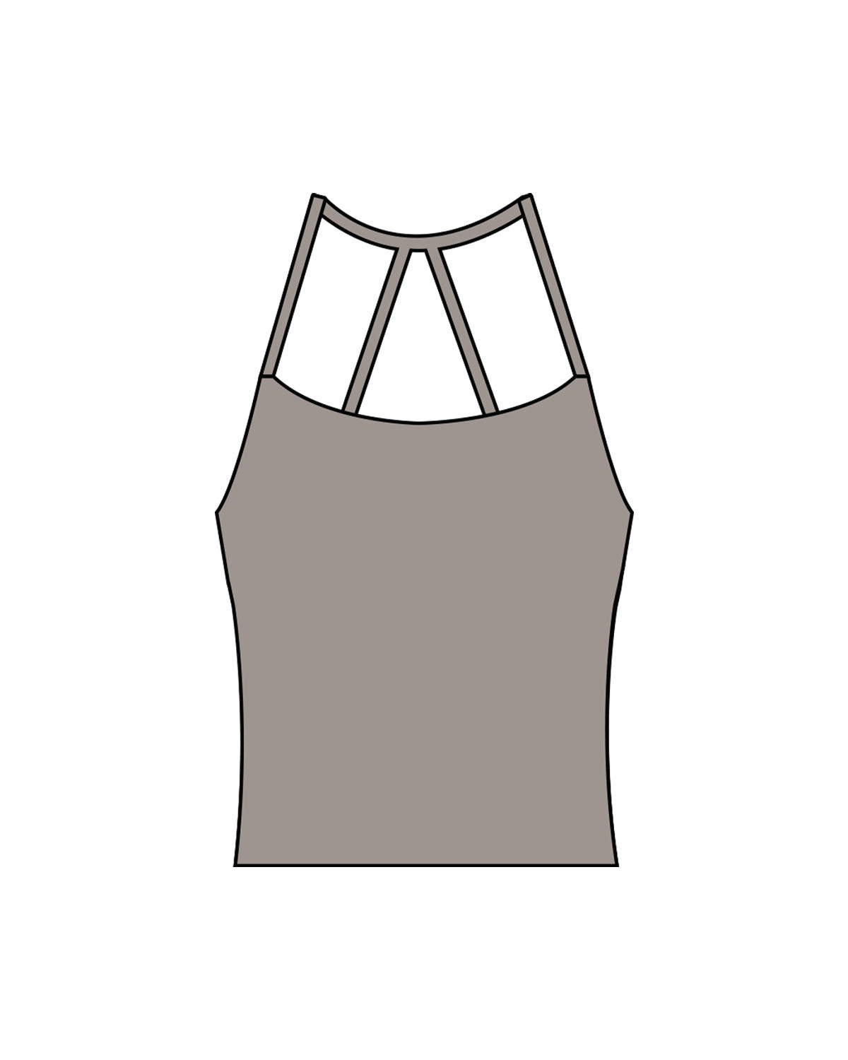 The Womens Sporty Tank - Grey - Poppys Pilates - Center Back Logo - Printed - White
