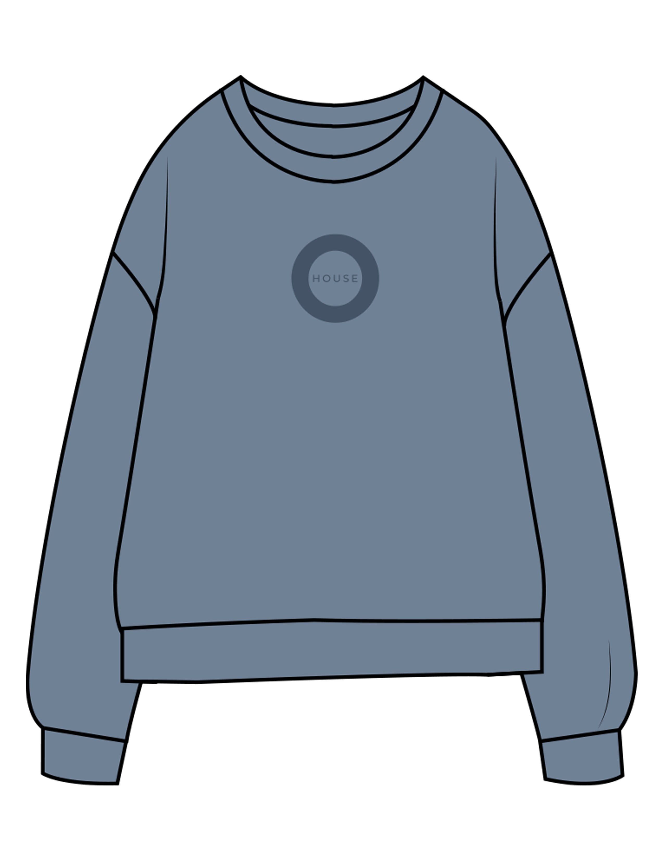 The Midweight Unisex Crewneck - Washed Slate - HiLo - Center Chest & Back Stacked - Printed - Tone on Tone