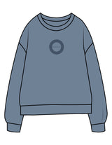 The Midweight Unisex Crewneck - Washed Slate - HiLo - Center Chest & Back Stacked - Printed - Tone on Tone