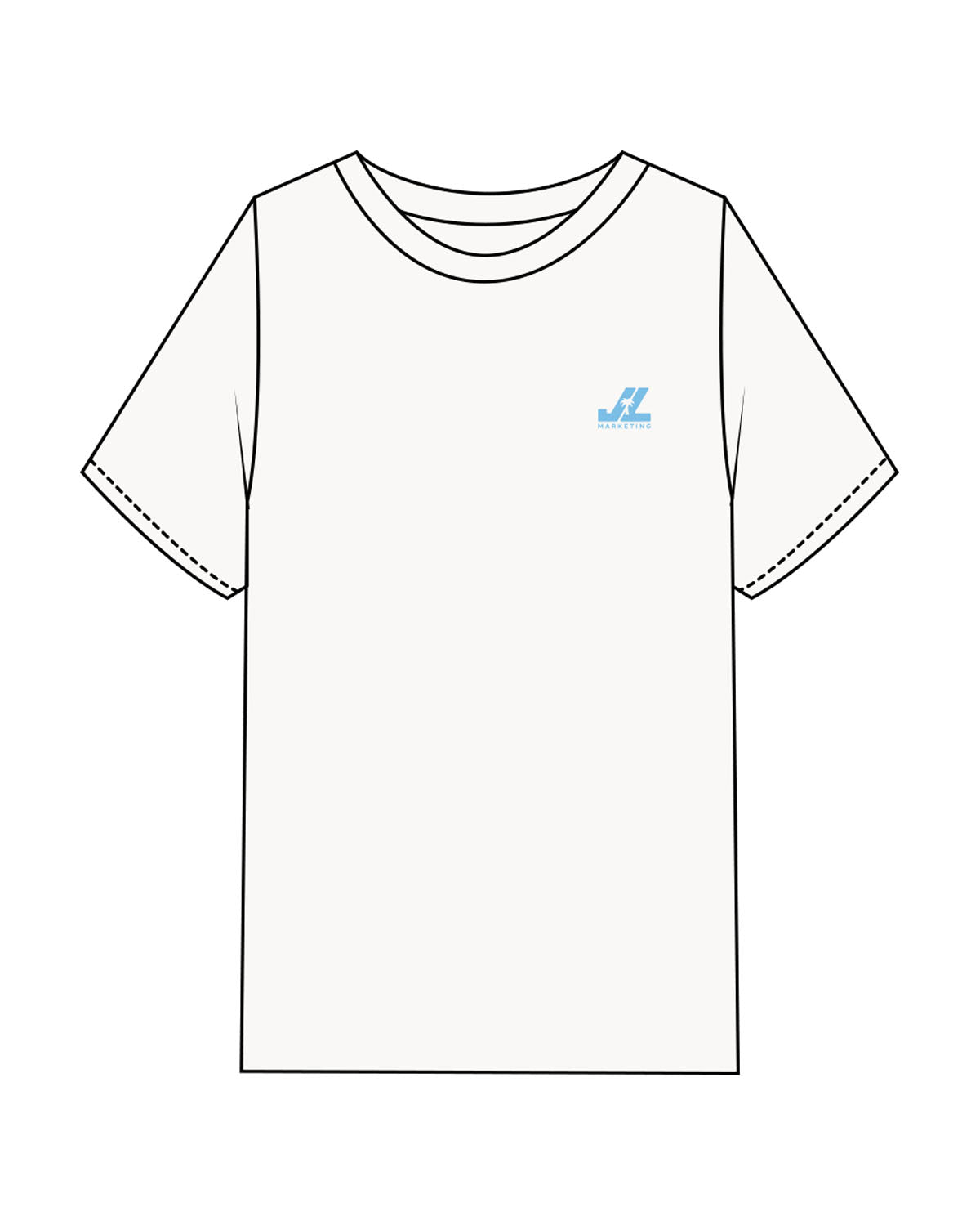 The Mens Heavyweight Tee - Washed Off White - JL Marketing - Left Chest "Palm Tree" & Back Image - Printed - Light Blue