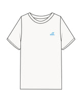 The Mens Heavyweight Tee - Washed Off White - JL Marketing - Left Chest "Palm Tree" & Back Image - Printed - Light Blue