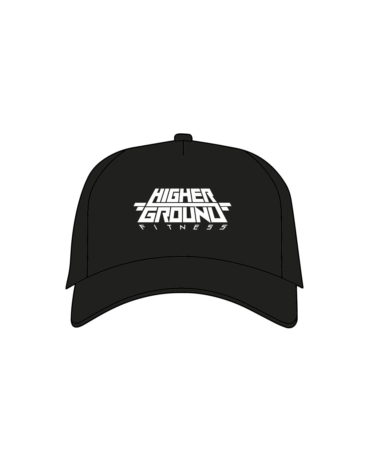 The Foam Trucker - Black - Higher Ground - Center Crown Stacked - Printed - White